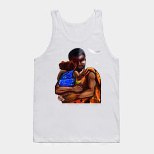 The best Father’s Day gifts 2022 Father and child wearing traditional kinte cloth- Super hero dad -  Strong muscular black man cradling a baby Tank Top